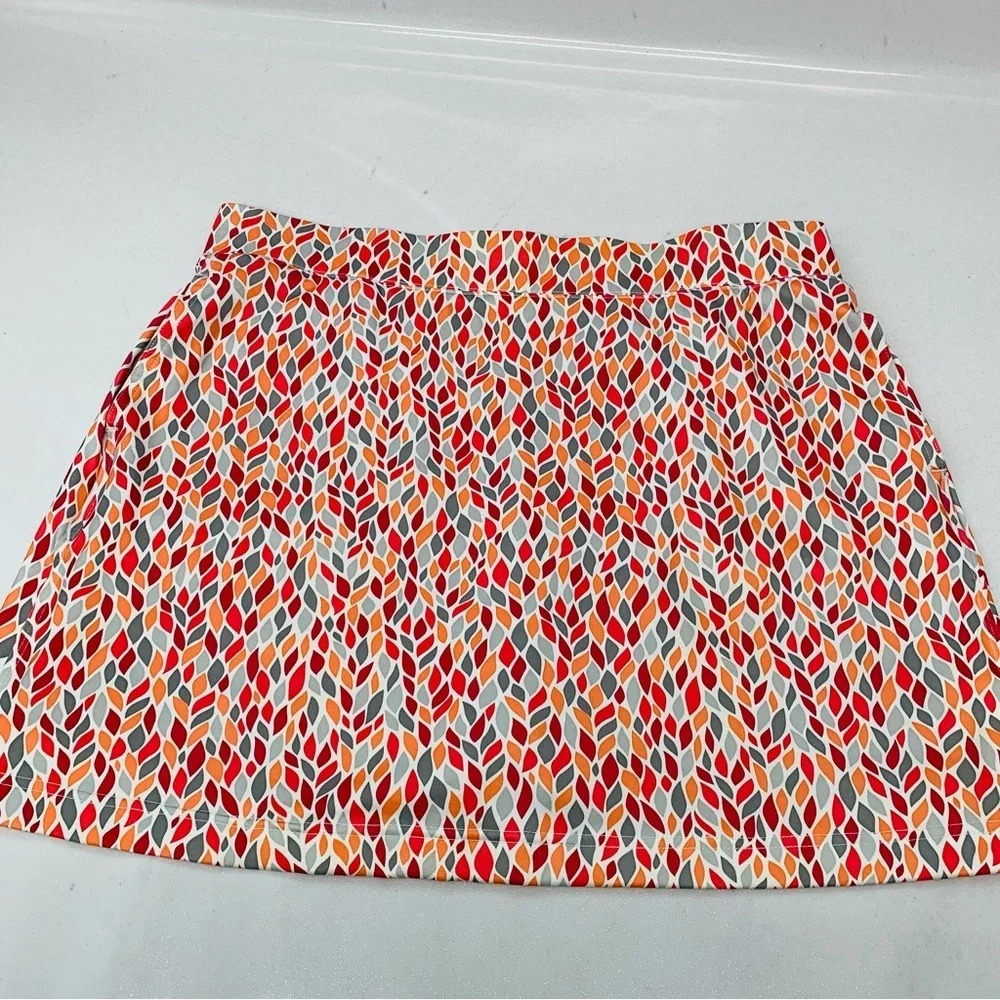 Maggie Lane Skort Skirt 14 Elastic Waist Pink Geometric Pockets Travel Active